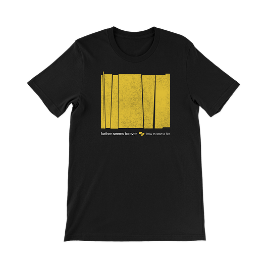 Official Further Seems Forever Merchandise. 100% cotton unisex t-shirt with a retail fit featuring the yellow block design.